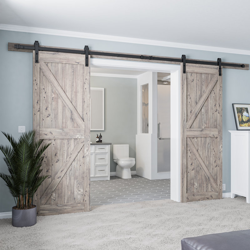 Classic Design Sliding Standard Double Barn Door Hardware Kit (Not Include Door), 144 in.