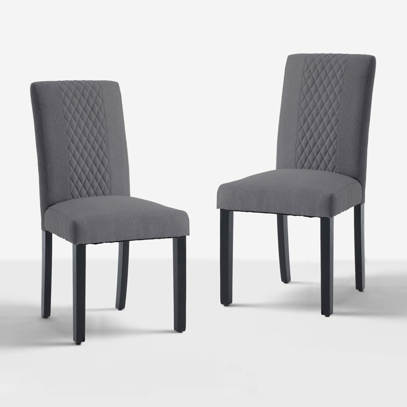 Ensemble de 2 chaises de salle à manger rembourrées épaisses en tissu de lin moderne, Beige