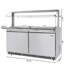 Station de préparation réfrigérée commerciale de 60 po avec pare-éternité et glissade de buffet, capacité de 12 plaques (non incluses) avec couvercles et deux tablettes réglables en acier inoxydable, homologuée ETL (km-rbt-60csfg)