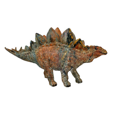 Statue de table stégosaure multicolore en résine avec détails de ton de terre, 14,25 pouces de large