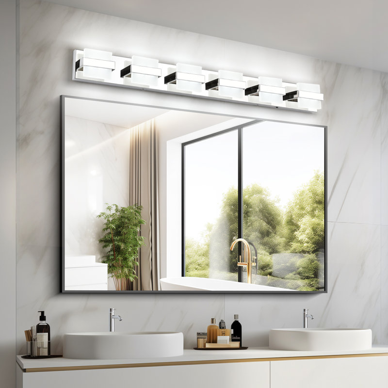 Éclairage de meuble-lavabo à DEL à intensité variable réglable 5CCT avec abat-jour en acrylique, Six lumières