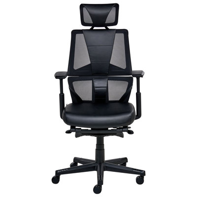 Office Chair Swivel Faux Leather Black