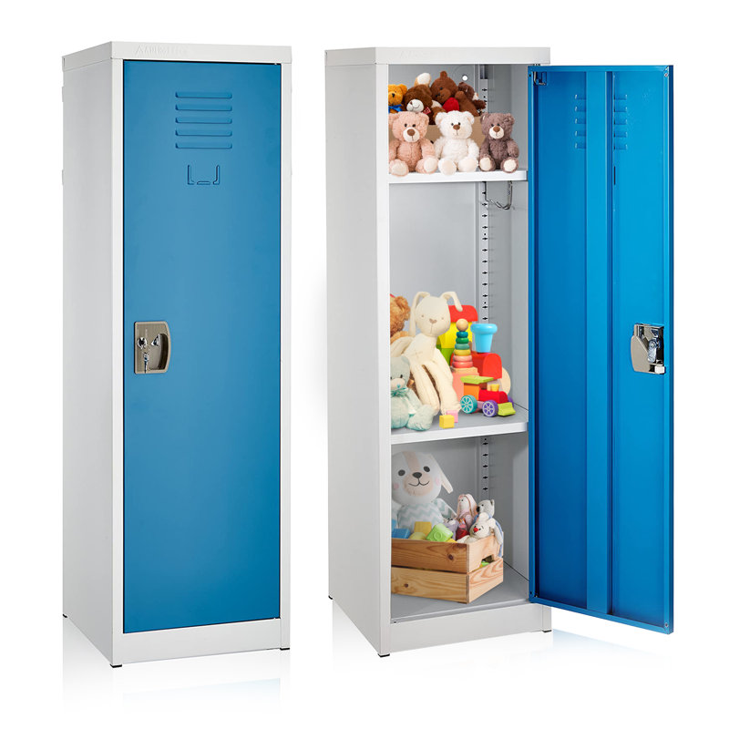 48" Blue and Off-White Steel Freestanding Locker with Adjustable Shelving