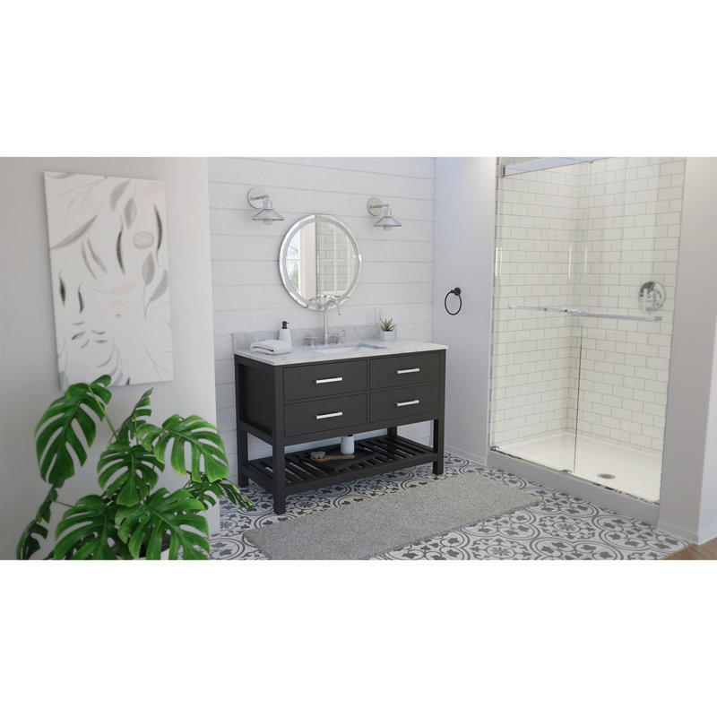 48" Single Bathroom Vanity Set, Noir mat