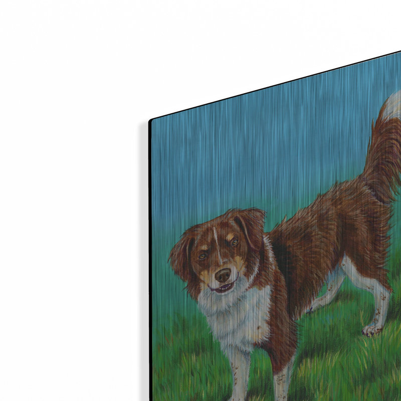"Chien brun et blanc" par Rebecca Wang Art, H 16 po x l 12 po