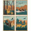 «Mountain Deer Forest», reproduction encadrée sur papier 4 pièces-97782509-97782510