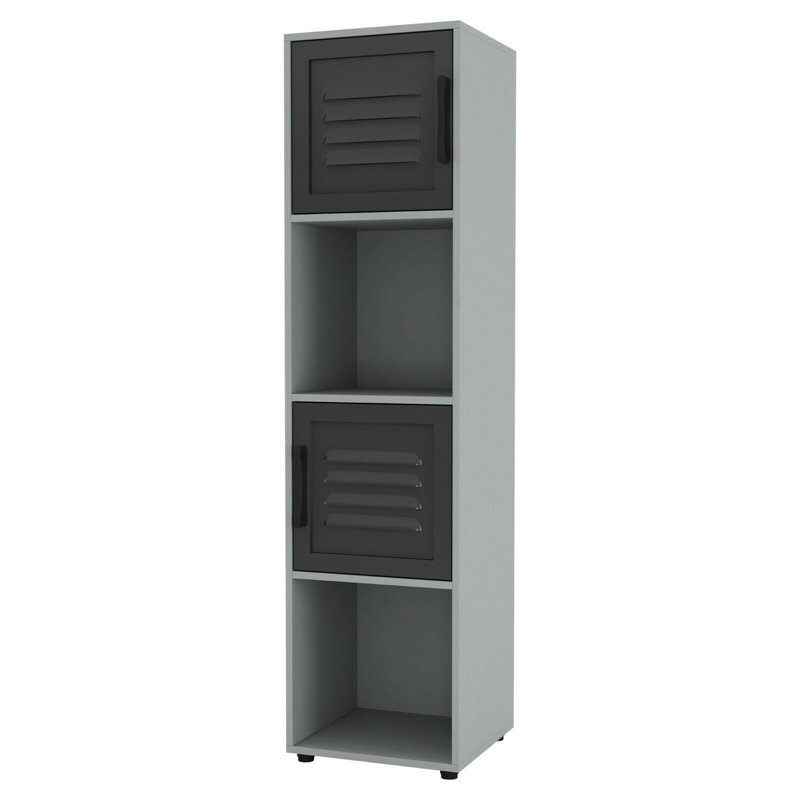 Bloemer 119cm H x 30cm W Cube Bookcase, Grey/Black