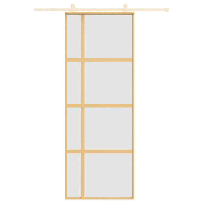 Jamarie Glass and Aluminium Barn Doors, 205cm H x 76cm W x 5cm D, Gold