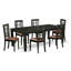 Ensemble de table de cuisine 5 pièces pour 4 personnes comprenant une table rectangulaire à rallonge papillon et 4 chaises de salle à manger en lin, 107 x 213 cm, noir-547472788-547472791-547472793
