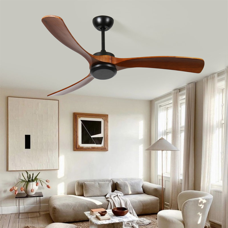 72 Inch Wood Ceiling Fan No Light With Remote Control