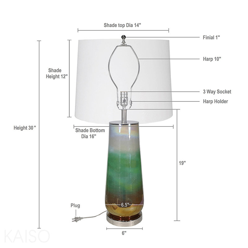 Lampe de table en verre D16x30 "