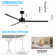 Chaffins Large Matte Black Indoor/Covered Outdoor Ceiling Fan with Light and Remote, 3 Aluminum Blades, 6-Speed Quiet DC Motor, LED Tri-Color Temperature, Memory Function, Timer, 6''/12'' Downrods
