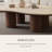 48“ Modern Wood Coffee Table, Beige Sintered Stone Top, Solid Wood Legs