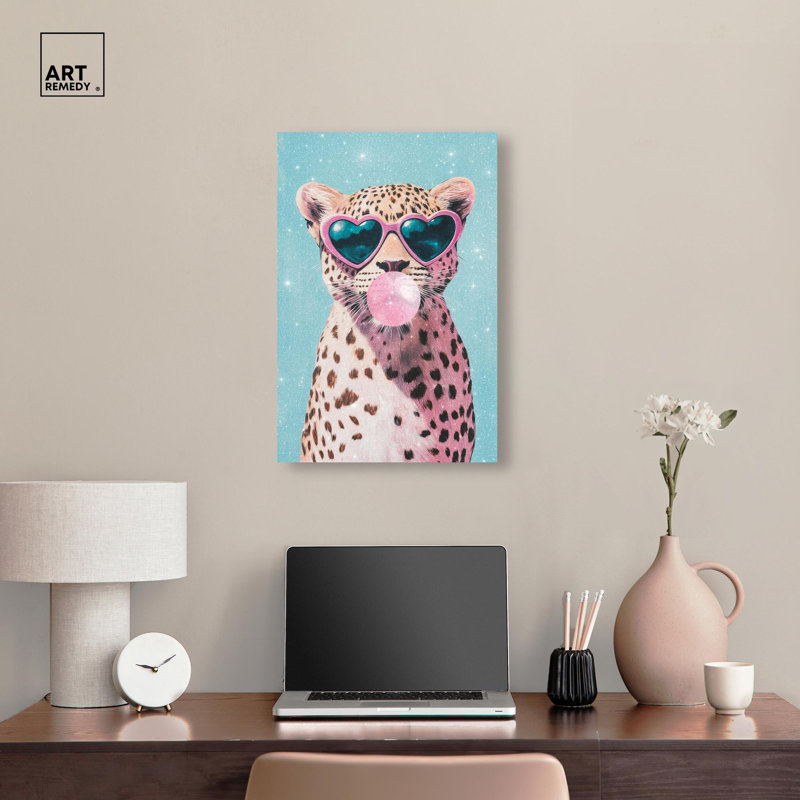 Décoration murale Pastel Cheetah Bubblegum , Toile tendue, H 24 po x l 24 po