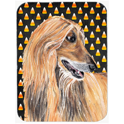 Caroline's Treasures Halloween Candy Corn Afghan Hound Glass Cutting Board