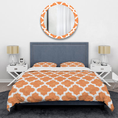 Orange Geometric Ikat Geometric Shapes Duvet Cover