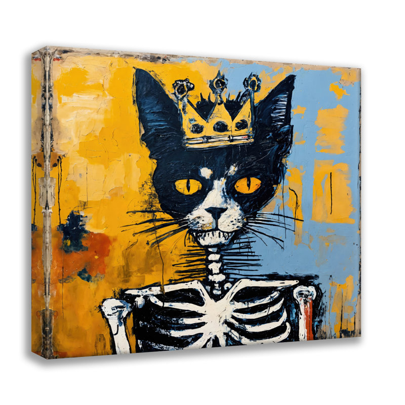 Chat 22 - Hommage - Basquiat, estampe numérique sur toile tendue avec châssis, H 15 po x l 15 po
