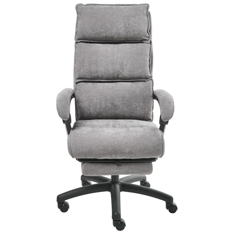 Chenille Office Chair with Headrest, Grey
