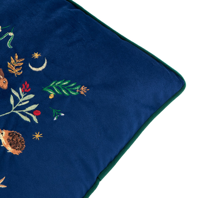 Berry Woods Red Cushion, Feather, Navy