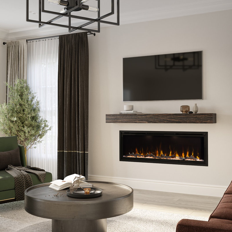 Modern Ember 72-Inch Black Smart Linear Electric Fireplace with LED Flames