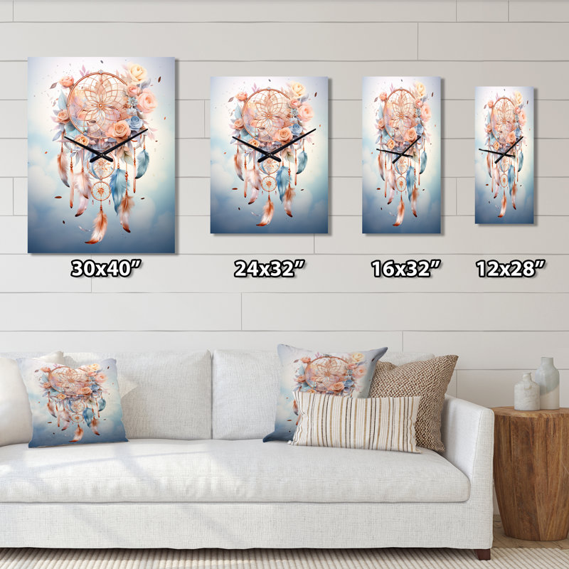 Horloge murale surdimensionnée et colorée Mystic Serenity I - Dream Catcher, H 32 po x l 24 po x P 1 po