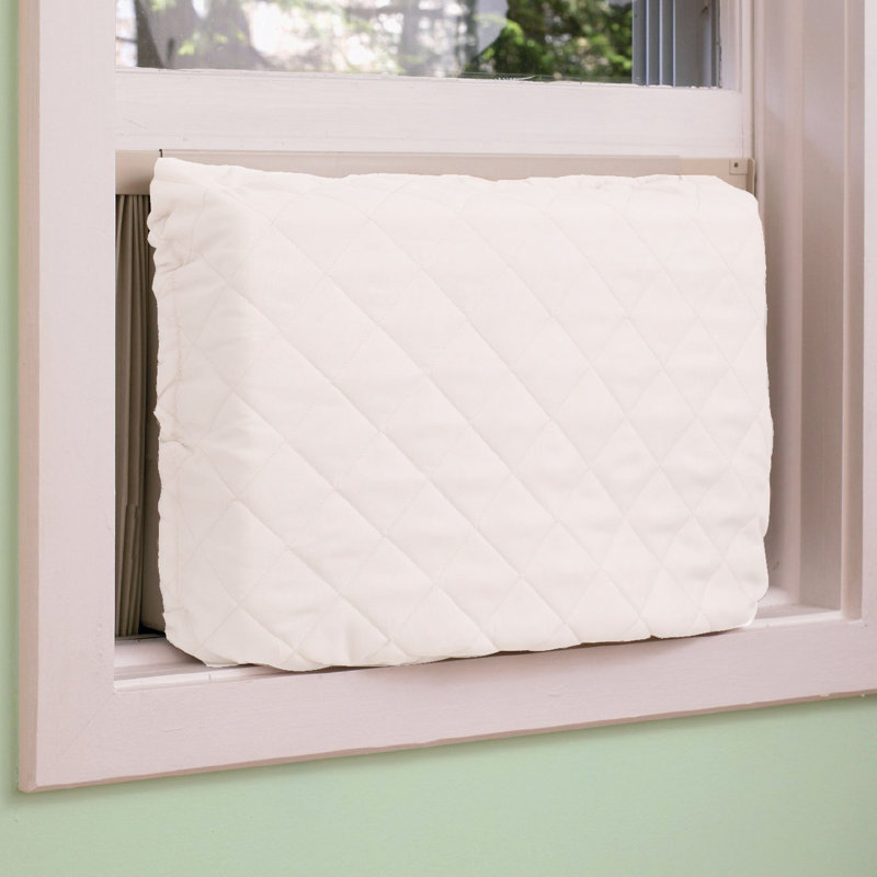 Beige Quilted Indoor Window Air Conditioner Cover