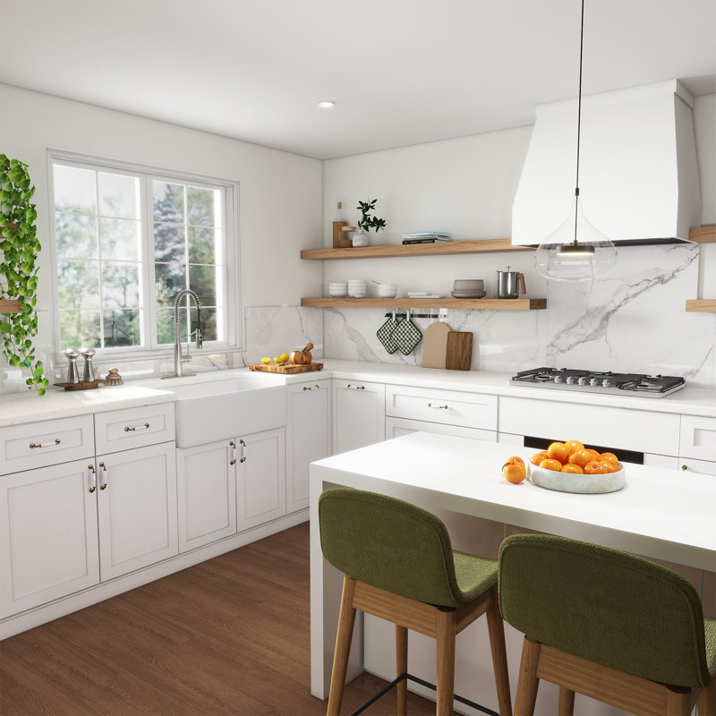 CASAINC Single Bowl White Fireclay Farmhouse Kitchen Sink With Faucet Included, Brushed Nickel