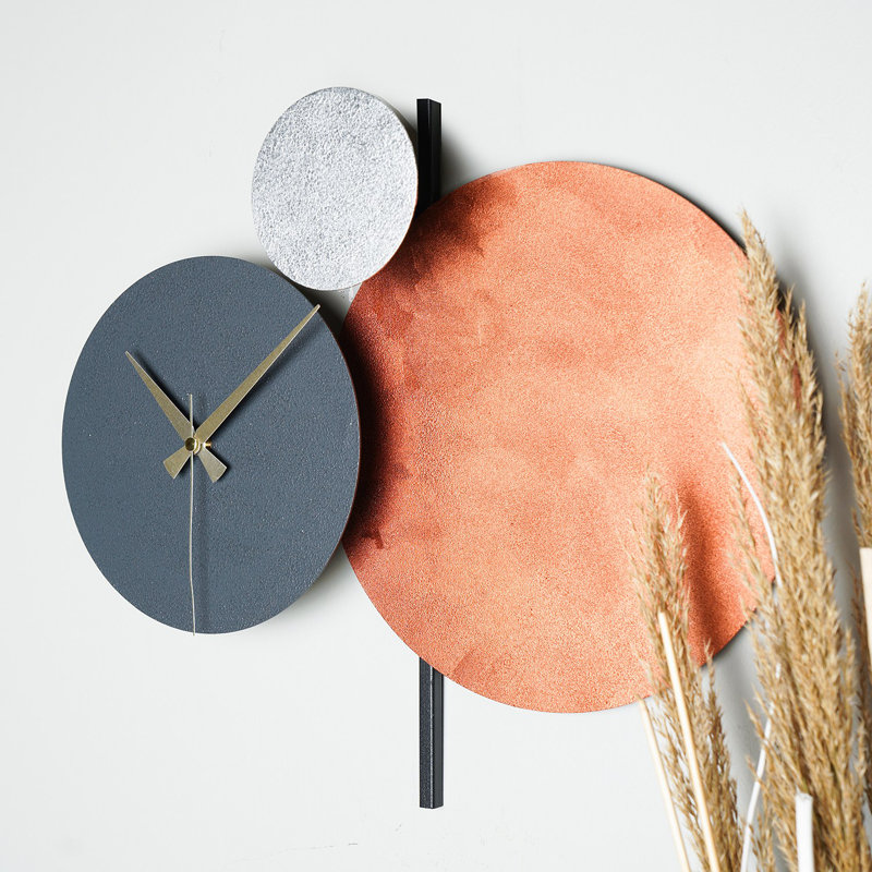 Amarmula Metal Wall Clock, Grey/Orange