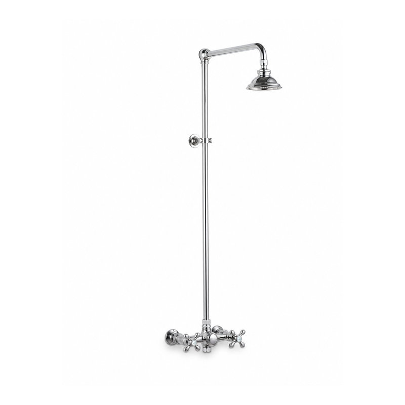 Ensemble de douche murale d'extérieur 48 po avec pomme de douche et poignée en croix, Chrome
