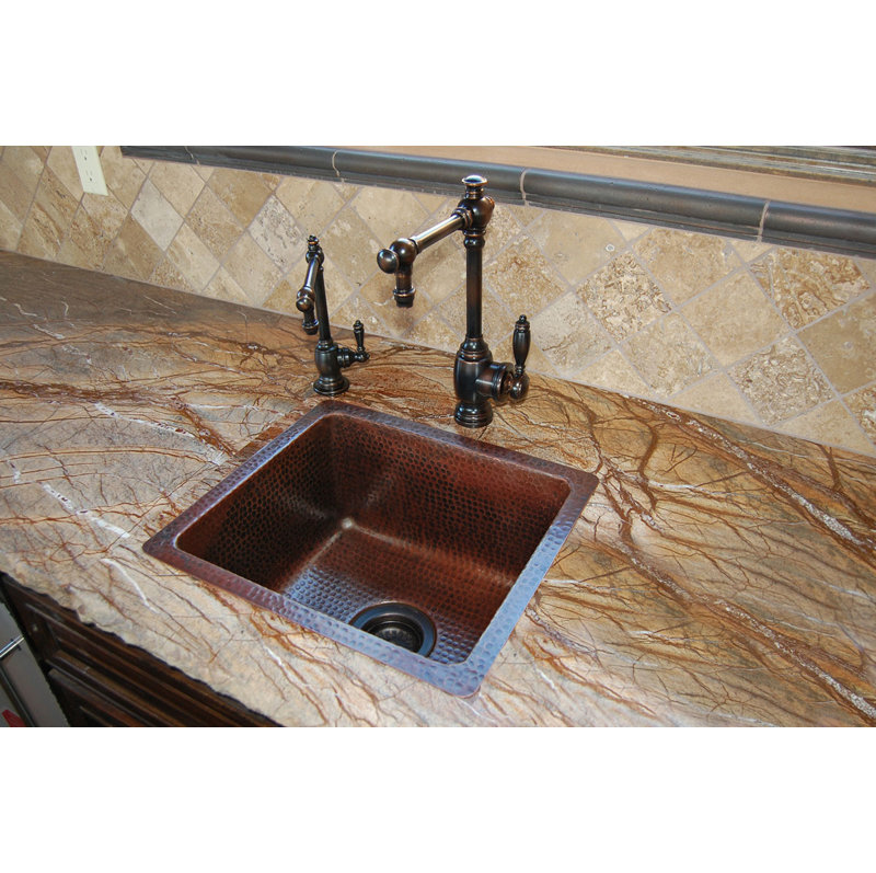 16" Rectangular Hammered Copper Bar Sink in Oil Rubbed Bronze