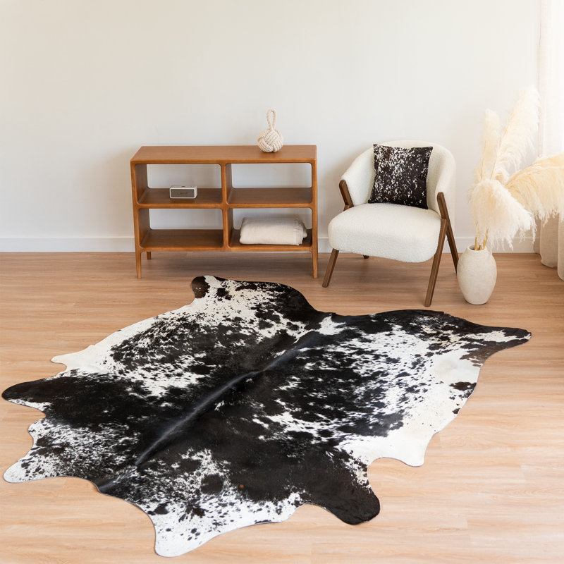 Bullis Black Salt and Pepper Cowhide Rug – Genuine Leather Area Rug’, Perfect for Rustic or Modern Décor, Novelty 8' x 7'