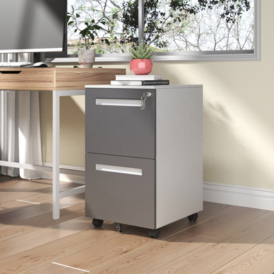 Classeur mobile avec serrure, rangement tout en acier sur roulettes, entièrement assemblé pour le bureau personnel