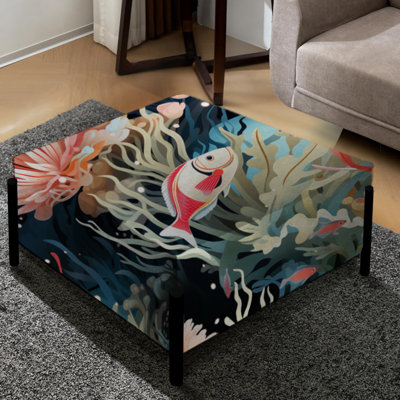 Coral Reef Beauty - Motif côtier - Grand repose-pieds carré Coastal