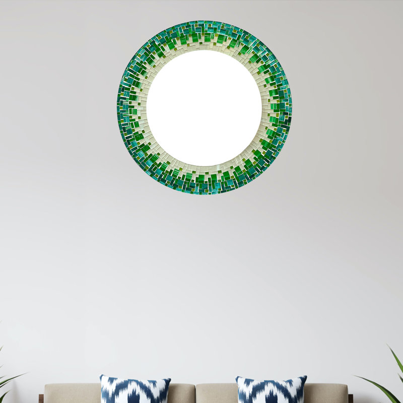 Miroir mural en mosaïque Sigler, Vert/Ivoire