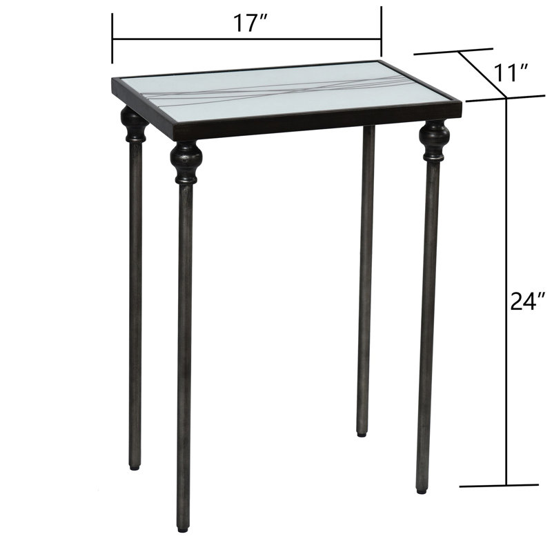 Austin Allen James - Table d'appoint - Petite structure en fer - Finition satinée, Blanc, Noir
