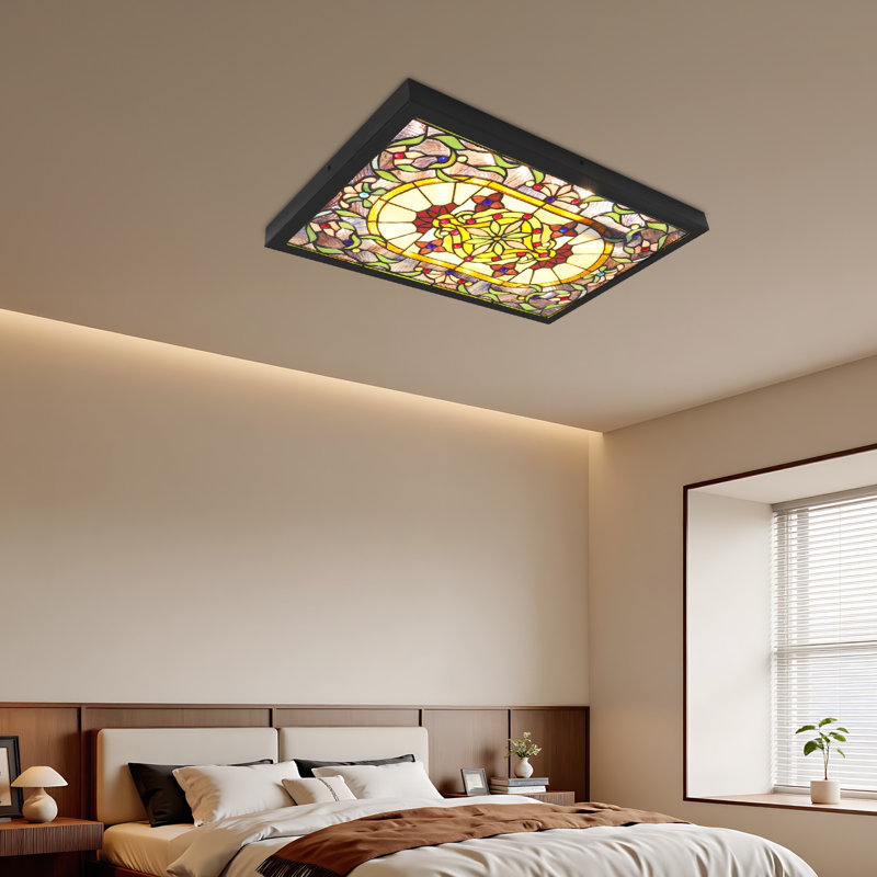 Applique/Plafonnier en vitrail 14,96*23,62*1,34 pouces