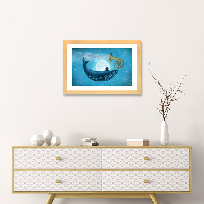Cloud Cloud II par Terry Fan - impression d'art graphique, Papier avec cadre beige, Blanc, H 16 po x l 24 po x P 1 po