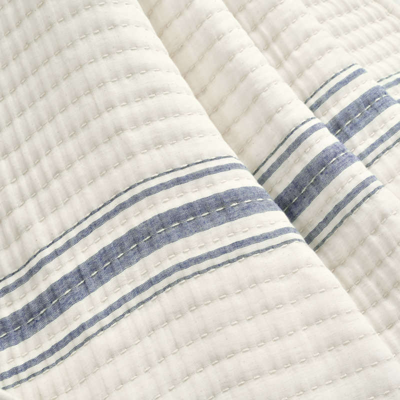 Jeté 100% coton Westridge, Bleu marine / blanc