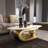 Liliane 51.18'' Pandora Contemporary Oval Coffee Table With Gold Stainless Steel Base, Faux Marble Countertop For Living Room