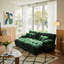 Ensemble de canapé Cloud 2 places en chenille avec 2 repose-pieds, canapé de salon à assise profonde et coussins, vert émeraude-2026522439