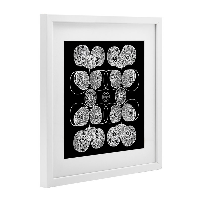 Élémentaire arrondi détaillé, impression sous verre encadrée, design par El Perkin, H 13 po x l 13 po, Cadre blanc côtier