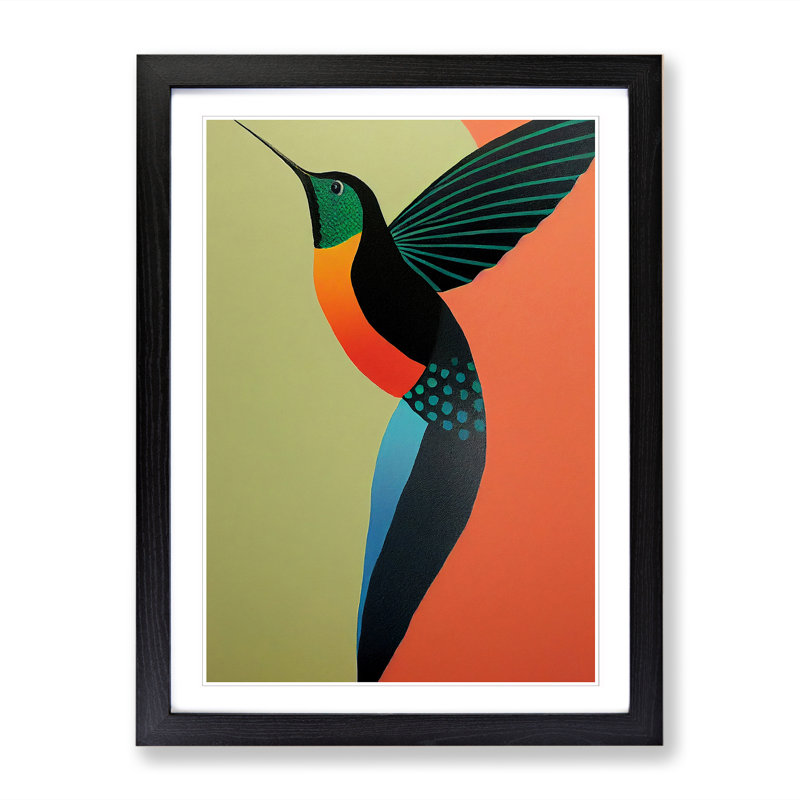 Braefell Hummingbird Minimalism - Picture Frame Print, Black, 46cm H x 34cm W x 2cm D