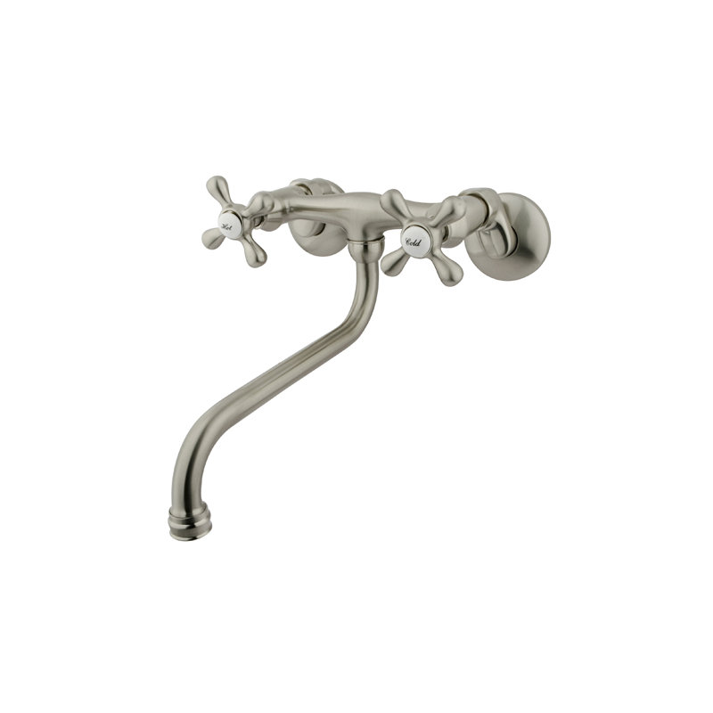 Vintage Wall Mounted Bathroom Faucet, Satin Nickel