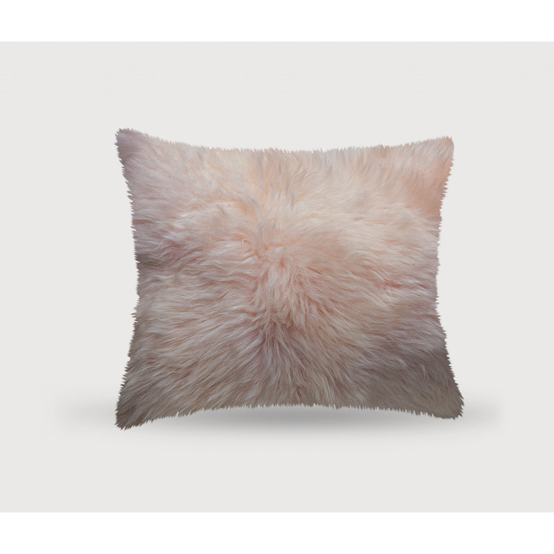 Oreiller carré en peau de mouton, Rose