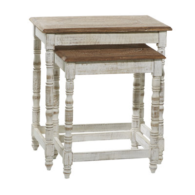 Ensemble de 2 tables gigognes en bois de manguier massif Fulcher