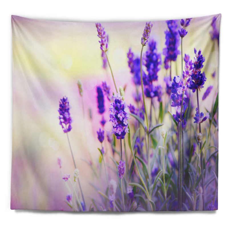 Tapisserie de terrain lavande mauve floral, H 32 po x l 39 po