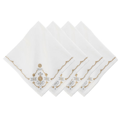 Heidi Embroidered Napkin - Gold/Silver
