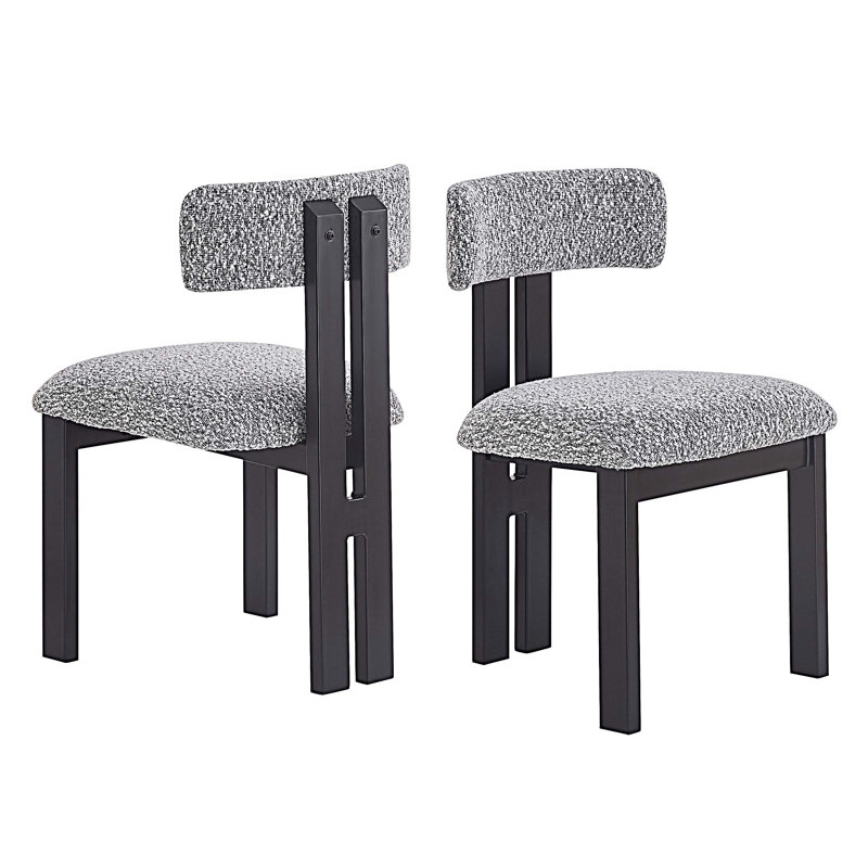 Ensemble de 2 chaises de salle à manger rembourrées, Gris, Noir