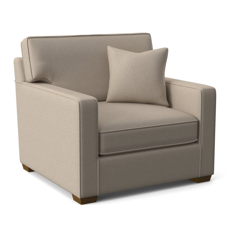 Gramercy Park Upholstered Accent Chair, Eggshell Crypton Performance, Havana Finish