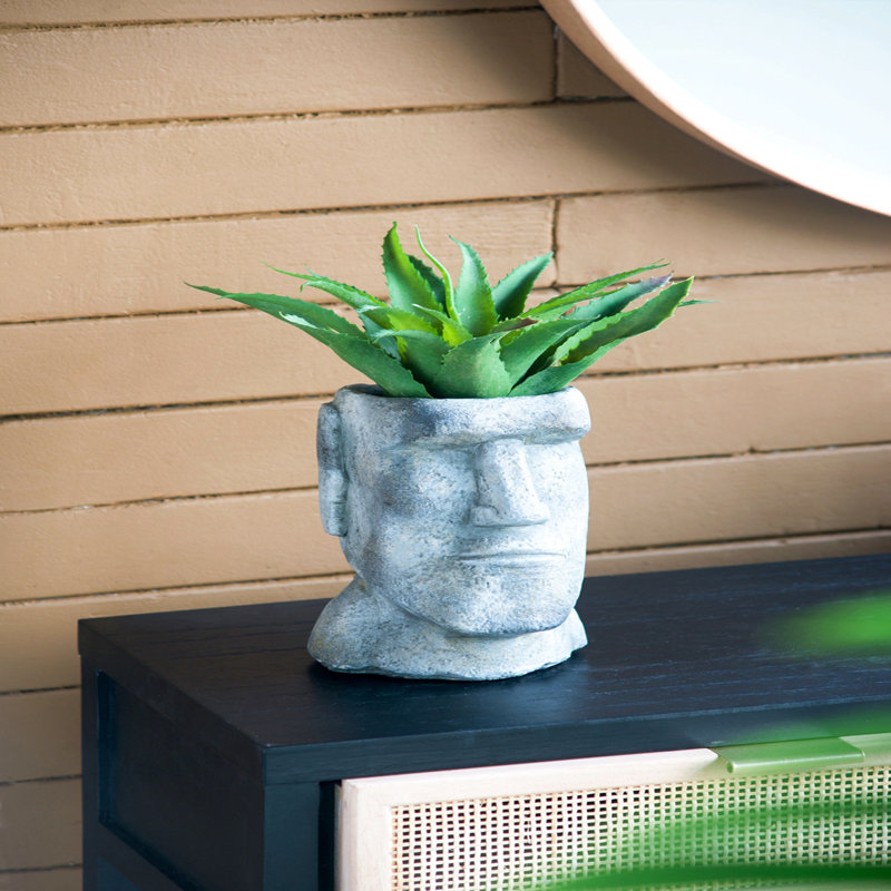 5X5.5X9" Easter Island Cement Planter